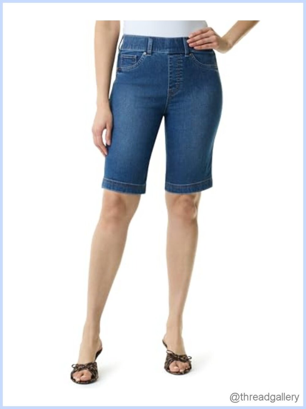 High Rise Pull On Bermuda Shorts Tummy Control 11 Inseam